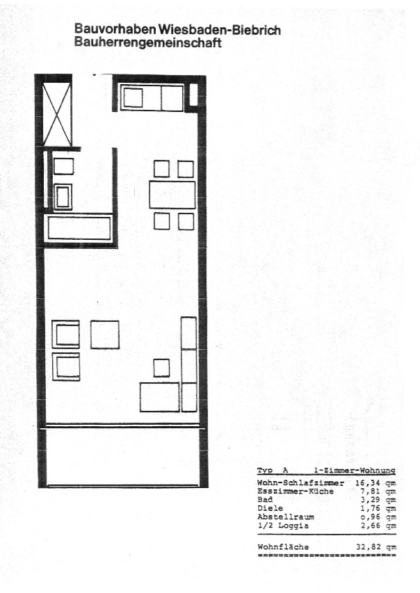 Möblierte 1-Zimmer-Wohnung in Wiesbaden.